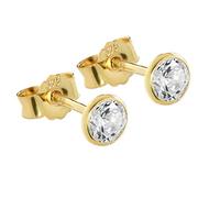 NKlaus Paire 4,5mm calice clou d'oreille or jaune 375 or Boucles d'oreilles cristal 9 carats zircon blanc 2606