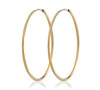 Nklaus Paire 44mm or jaune 750 Créoles or 18 carats Boucles d'oreilles épaisseur 1,5mm Boucles d'oreilles femmes 2888