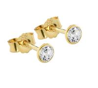 NKlaus Paire 4mm Calice Boucles d'oreilles or jaune 375 Boucles d'oreilles cristal 9 carats zircon blanc calice 2605