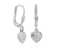 NKlaus Paire Brisure Ange gardien Cœur Boucles d'oreilles 925 Argent brillant 6x8mm Boucles d'oreilles Femme 13498