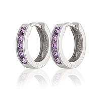 NKlaus Paire de 12mm en argent sterling 925 Boucles d'oreilles zircon améthyste plaqué rhodium 2129