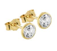 NKlaus Paire de 5,3mm Clous d'oreilles calice or jaune 375 or Boucles d'oreilles cristal 9 carats zirconium blanc 2607