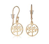 NKlaus Paire de boucles d'oreilles Arbre de vie Doré 18 carats Pendentifs d'oreilles Arbre de vie 3679