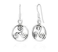 NKlaus Paire de Boucles d'oreilles Triskel celtique dans un cercle Argent 925 13mm Boucles d'oreilles Femme 11135