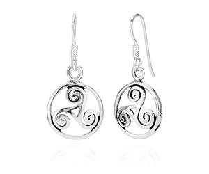 NKlaus Paire de Boucles d'oreilles Triskel celtique dans un cercle Argent 925 13mm Boucles d'oreilles Femme 11135