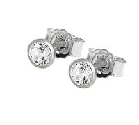 NKlaus Paire de clous d'oreilles 3,5mm Or blanc 333 8 carats Boucles d'oreilles Cristal Zirconium Blanc Femme Homme Clous d'oreilles