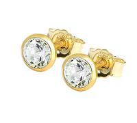 NKlaus paire de clous d'oreilles 5,0mm or jaune 333 8 carats or boucles d'oreilles cristal zircon blanc hommes 1763