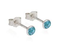 NKlaus Paire de clous d'oreilles en argent 925 Boucles d'oreilles Pendentif Cubic Zirconia Bleu 5003
