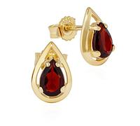 NKlaus paire de clous d'oreilles larme grenat véritable 333 or jaune 8 carats 10x6mm boucles d'oreilles femmes 11941