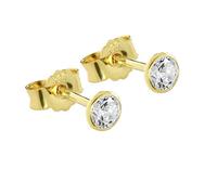 NKlaus Paire de clous d'oreilles or 333 8 carats 4mm cristal cubique zirconium femmes hommes enfants 0,45g 3753