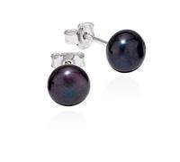 NKlaus Paire de clous d'oreilles Perle de Péacock 925 Argent Tahiti Couleur Perle de culture 7,5mm Boucles d'oreilles 11292