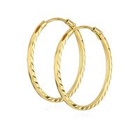 NKlaus Paire de créoles 16mm 333 or jaune 8 carats Boucles d'oreilles 1,1mm de large pour femmes Boucles d'oreilles 14801