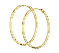 NKlaus Paire de créoles 20mm 333 or jaune 8 carats Boucles d'oreilles 1,1mm de large pour femmes Boucles d'oreilles 14803