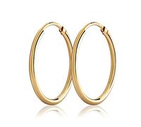 NKlaus Paire de créoles 20mm en or jaune 375 9 carats Boucles d'oreilles classiques pour femmes en or 3739