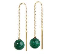 NKlaus Paire de malachite véritable Passe-fil 6mm or jaune 585 or 14 carats Boucles d'oreilles 7988