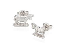 NKlaus Paire de petits clous d'oreilles vache argent 925 anti ternissement 6x10mm Motif boucles d'oreilles 9838