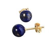 NKlaus Paire de véritables boucles d'oreilles boule Lapis Lazuli 6mm or jaune 585 14 carats or 7945