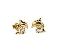 NKlaus PAIRES D'ENFANTS DORÉS Boucles d'oreilles blanches zirconium dauphin 5552