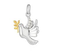 NKlaus Pendentif colombe de la paix en argent sterling 925 - 17,5 x 14,5 mm - Oxyde de zirconium blanc ou classique sans pierre