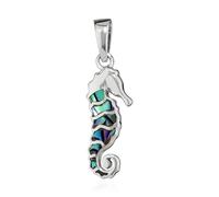 NKlaus Pendentif hippocampe ormeau nacré bleu argent 925 20 x 7 mm Amulette 15358, Argent