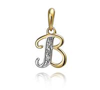 NKlaus Pendentif lettre B avec 3 diamants 333 or jaune 8 carats bicolor alphabet 9944