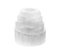 NKlaus Photophore en forme de tour de sélénite, 10 cm, fabriqué à la main, en pierre naturelle, pour une lumière d'ambiance, décoration spirituelle pour la méditation, le reiki et le nettoyage