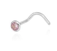 NKlaus Piercing de nez en argent 925 en forme de spirale 3,5 mm avec zircone, Argent