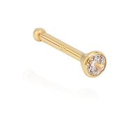 NKlaus piercing nasal or 750 jaune 18 carats piercing nez 2mm zircon blanc 11229