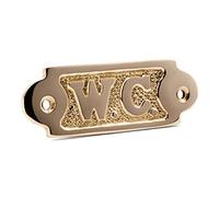 NKlaus Plaque de porte WC en laiton doré 8,5 x 3 cm | Panneau décoratif pour toilettes - Poids : 55 g