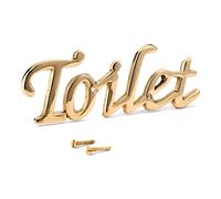 NKlaus Plaque de porte « WC » en laiton, dorée, 15 x 5 cm | Panneau décoratif pour toilettes - Poids : 100 g - Épaisseur : 4 mm