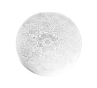 NKlaus Plaque de sélénite 14,5 cm avec gravure mandala - Plaque énergétique | Pour le nettoyage, la méditation et la décoration spirituelle, idéal pour les cristaux et les rituels
