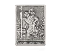 NKlaus Plaque Voiture 3D 38mm carrée Saint Christophe Protecteur Support magnétique Autocollant 11446