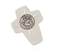 NKlaus Plaque Voiture 4,5cm 3D Saint Christophe en Croix diamantée Aimant Autocollant 11426