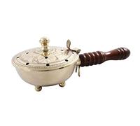 NKlaus Poêle à encens avec poignée en Bois véritable Laiton nickelé Ø 9cm pour encens Mode de Fonctionnement Charbon d'encens encensoir Travail Manuel 2179