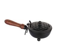 NKlaus Poêle à encens en fer pour rituels avec manche en bois, 21 cm, 1 pièce