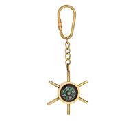 NKlaus Porte-clés boussole de gouvernail fonctionnel en laiton - 12 x 5 cm - Décoration nautique 16034