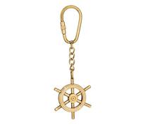 NKlaus Porte-clés gouvernail en laiton - 11 x 4,5 cm - Décoration rétro maritime - Design classique 16004, or, M