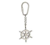 NKlaus Porte-clés gouvernail en laiton nickelé 11 x 4,5 cm - Décoration nautique rétro 16005, métallique, M