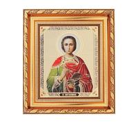 NKlaus Saint Pantaleon icône dans cadre avec verre 14 x 16 cm orthodoxe chrétien 13926