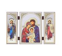 NKlaus Sainte Famille Triptyque en bois 8,5 x 13 cm | Iconographie chrétienne pour un autel de voyage
