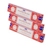NKlaus Satya Nag Champa Dragons Blood Lot de 3 bâtons d'encens 45 g | Encens roulé à la main avec parfum intense de résine pour rituels, nettoyage et concentration, 3 x 15 g