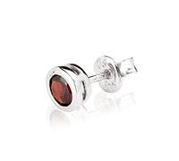 NKlaus Single 6,0mm Boucles d'oreilles en argent massif 925 Grenat véritable Boucles d'oreilles plaquées rhodium 3768