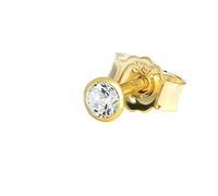 NKlaus Single clou d'oreille 2,5mm or jaune 333 8 carats or boucle d'oreille cristal zirconium blanc 1759