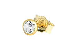 NKlaus Single Clou d'oreille 3,5mm or jaune 333 8 carats or Boucles d'oreille cristal zirconium blanc 1761