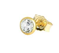NKlaus Single clou d'oreille 4,0mm or jaune 333 8 carats or boucle d'oreille cristal zircon blanc 1762