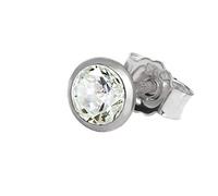 NKlaus Single clou d'oreille 5,0mm or blanc 585 or 14 carats hommes boucle d'oreille cristal zirconium blanc 2076
