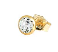 NKlaus Single clou d'oreille or jaune 585 or 14 carats boucle d'oreille cristal zirconium blanc 1765