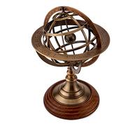 NKlaus Sphère armillaire en Laiton Antique Socle en Bois 27x19cm sphère armillaire astronomique 11570
