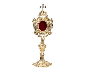 NKlaus Sublime reliquaire plaqué or, idéal pour les reliques sacrées, 31 cm de haut, dévotion 15900