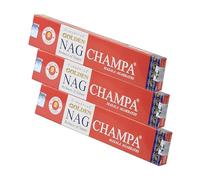 NKlaus Vijayshree Golden Nag Champa Lot de 3 bâtonnets d'encens roulés à la main en provenance d'Inde, avec parfum floral et chaud, 45 g, pour méditation et parfum d'ambiance